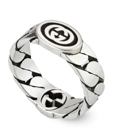 gucci silver interlocking g ring|Gucci heart ring for sale.